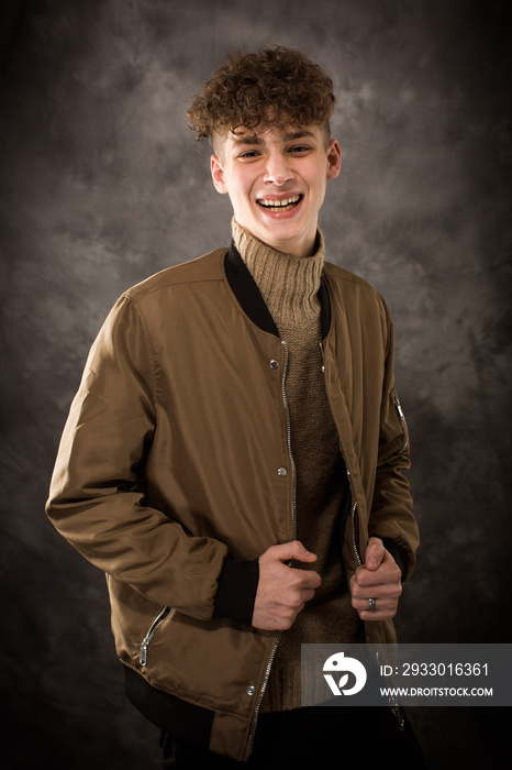 White Laughing Teenage Boy Studio Portrait Senior Pictures