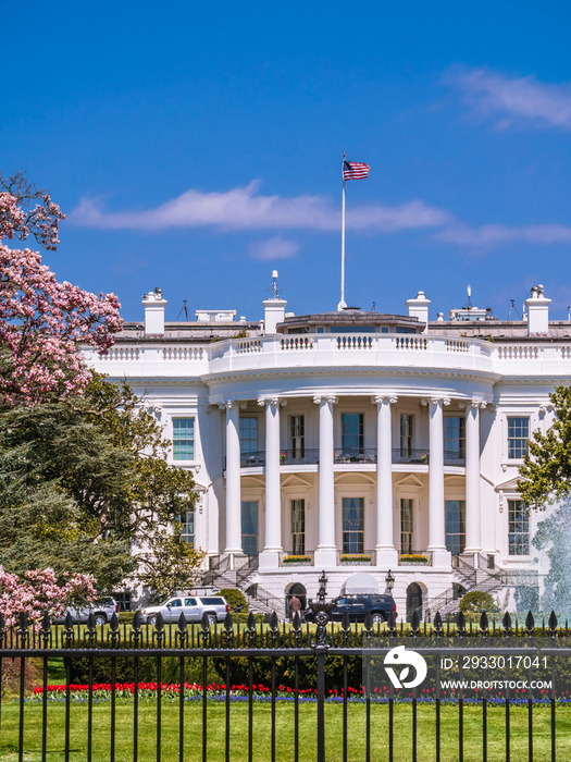 The White House with blue sky background