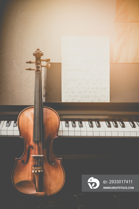 classical violin & piano, vintage photo