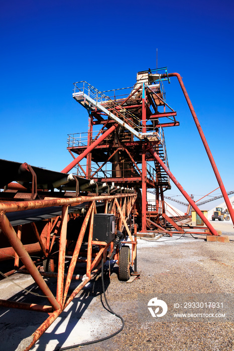 Salt production.  machinery for the treatment of the salt, The equipment and salt stock of a salt plant