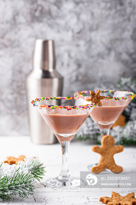 Sugar cookie martini with sprinkles rim