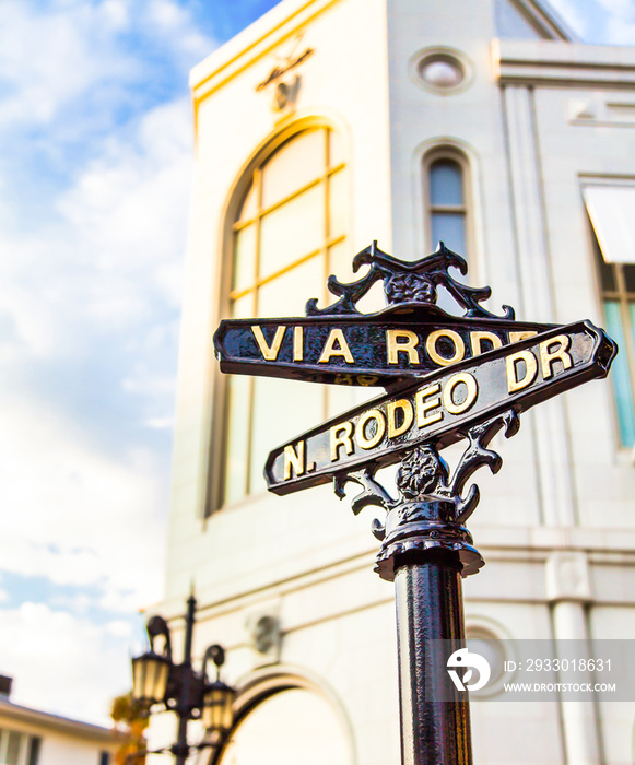 The famous Rodeo Drive in Los Angeles, California. Street for shopping and fashion.