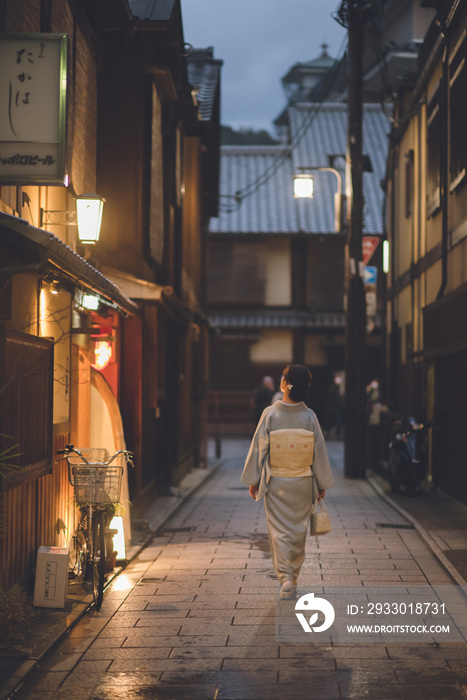 Japanese Kimono Woman, Kyoto Gion, Japan