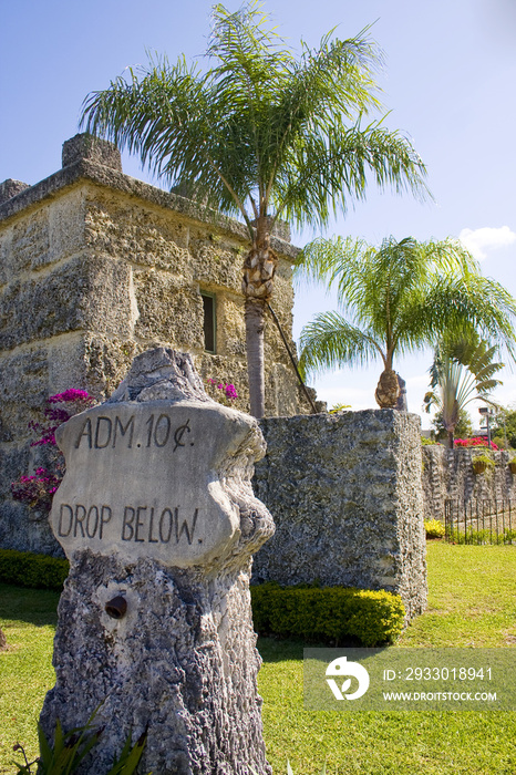 Coral Castle (formerly Rock Gate), in Hialeah (Miami)  mostly made of Oolitic Limestone, formed from coral, created by the Latvian American Edward Leedskalnin.