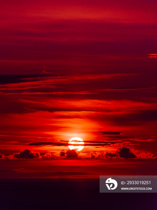 Beautiful sky. red sunlight lighting the clouds softly