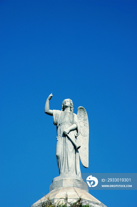 Close View of Statue Angel with Trumpet