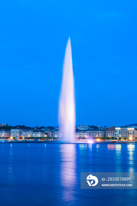 Water jet fountain in Geneva