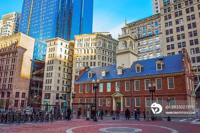 Old State House in Financial district in Downtown Boston US