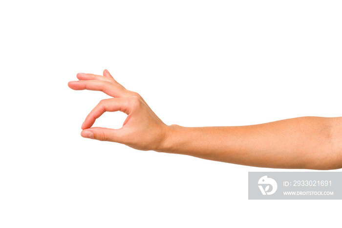 caucasian hands gesturing isolated on a white background