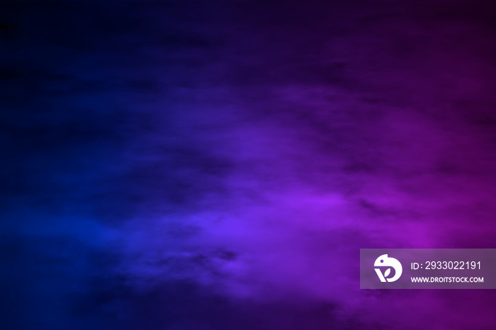 Mystery background, Abstract fog background with color gradient from neon blue to purple.