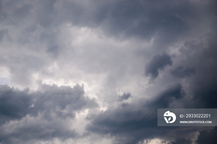 Dramatic gray clouds in the sky. Dark gray cloudy sky