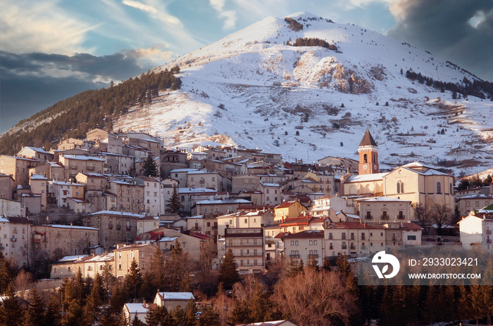 The charateristic mountain village of Rivisondoli, central Italy