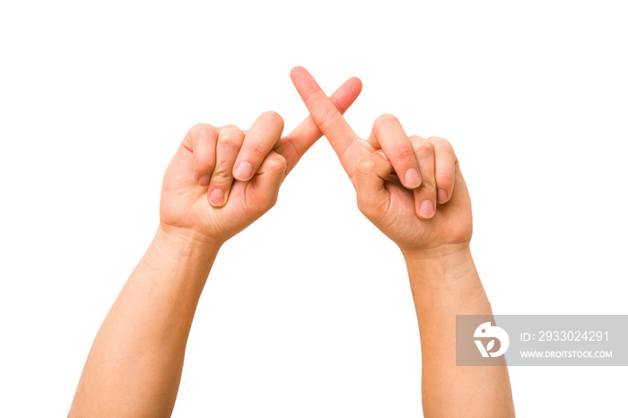 caucasian hands gesturing isolated on a white background