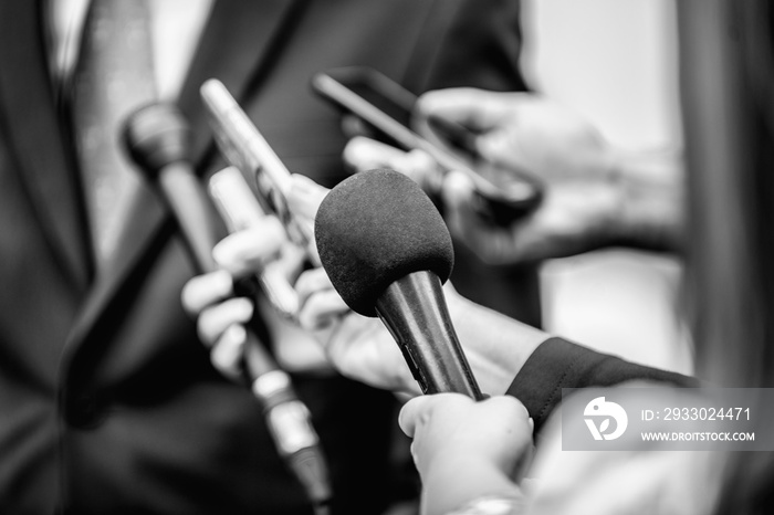 Media Interview. Journalists Interviewing Politician or Businessman