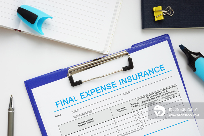 Business concept about FINAL EXPENSE INSURANCE with phrase on the business paper