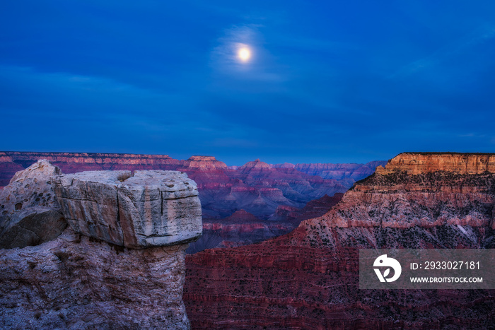 Night sky with full moon over Grand Canyon