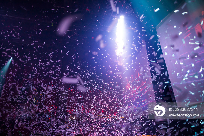 Explosive confetti at an entertainment party concert