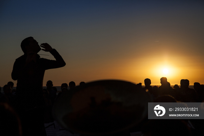 Philharmonic orchestra concert at sunset