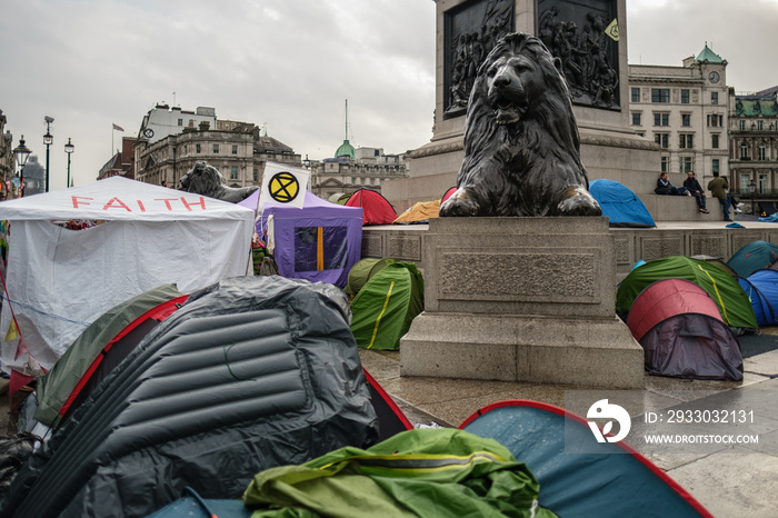 Extinction Rebellion Camp in Trafalgar Square