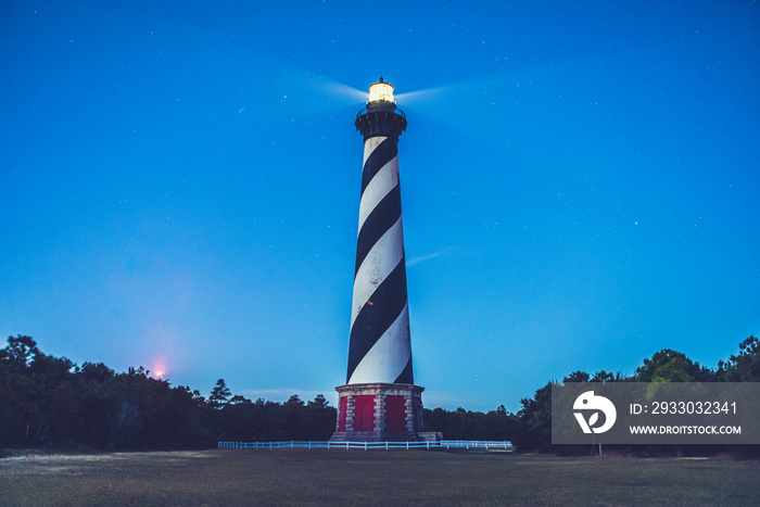 Cape Hatteras Lighthouse on Hatteras Island in the Outer Banks in the town of Buxton, North Carolina.