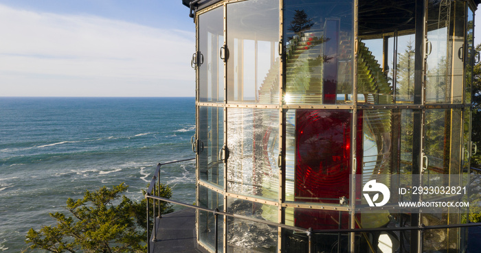 Close Up Cape Meares Lighthouse Fresnel Lens Pacific Ocean