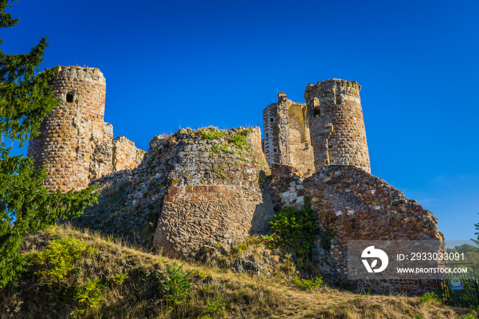 The ruins of the medieval castle of Herisson, in Auvergne, France