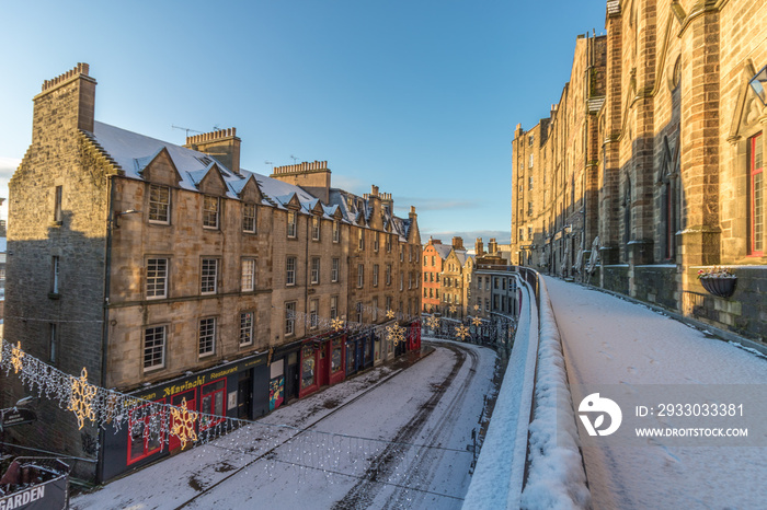 Victoria Street in Grassmarket the Inspiration for the Diagon alley on Harry Potter in Edinburgh, Scotland