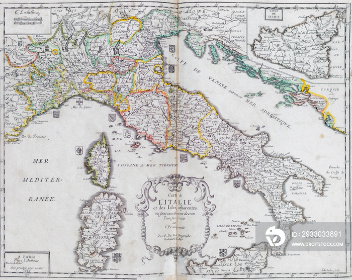 Old map of Italy - From an 1656 Atlas of Geography from P. du Val - France (Private collection)