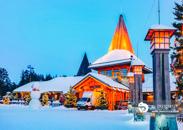 Arctic Circle street lantern Santa Office at Santa Claus Village