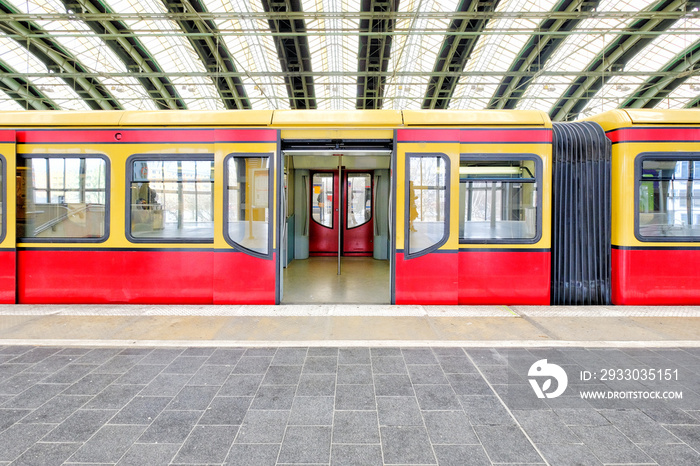 Red Wagon train with an open door, transportation in Germany