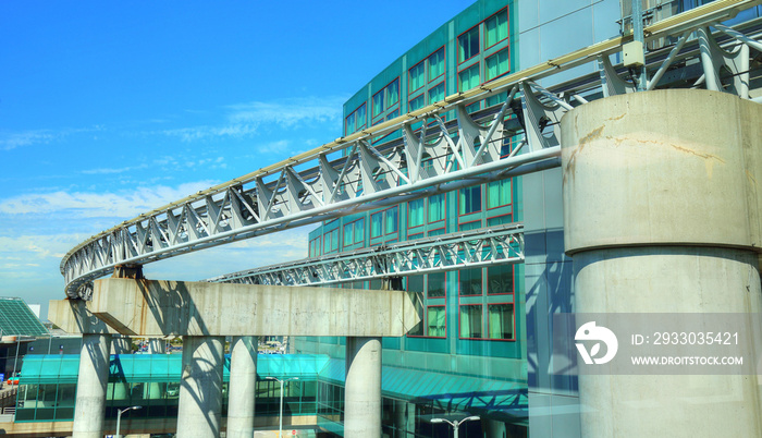 Railway connection shuttle in modern airport