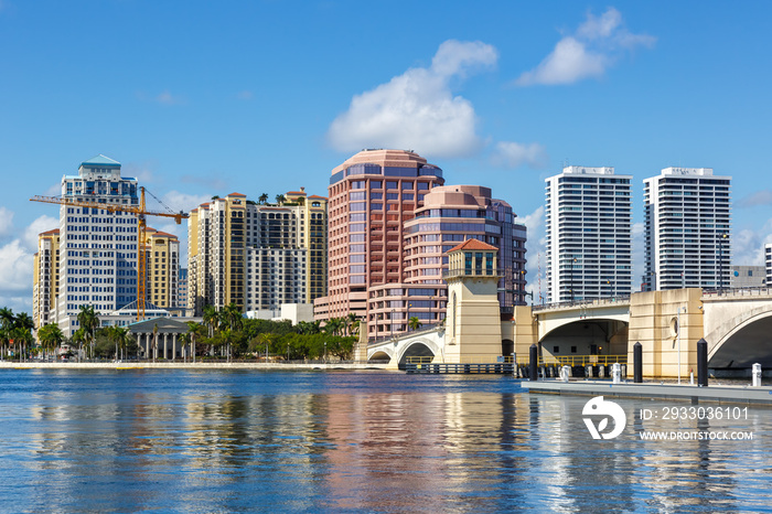 Royal Park Bridge and skyline in West Palm Beach, USA