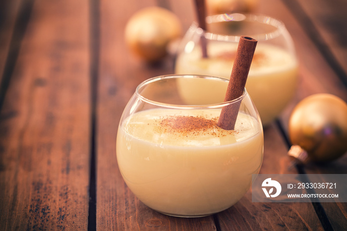 Eggnog with Cinnamon and Nutmeg at Christmas Time