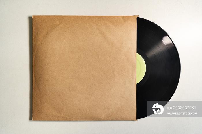 Vinyl record in paper sleeve packaging