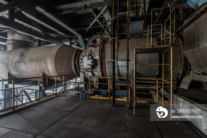 Interior of an old abandoned industrial steel factory