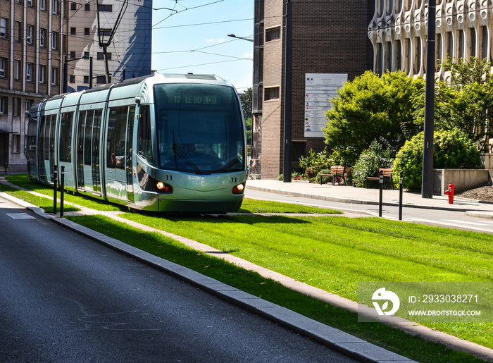 Modern tram in Valenciennes, France