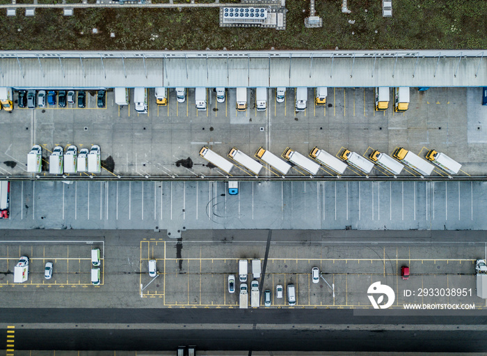 Aerial view of truck dock