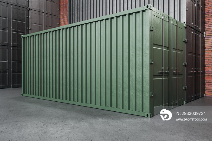 Green transportation container.