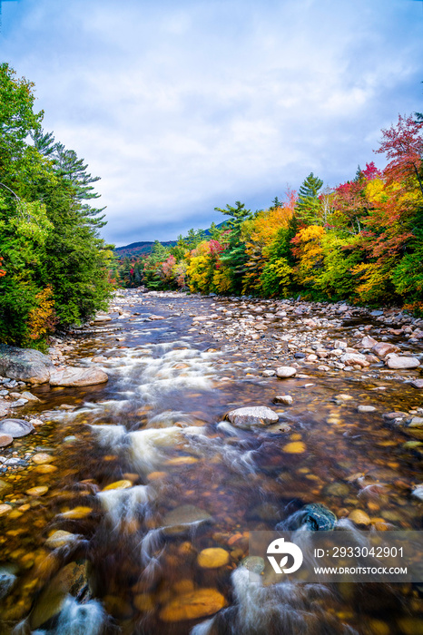 Colorful River in New England in the Fall