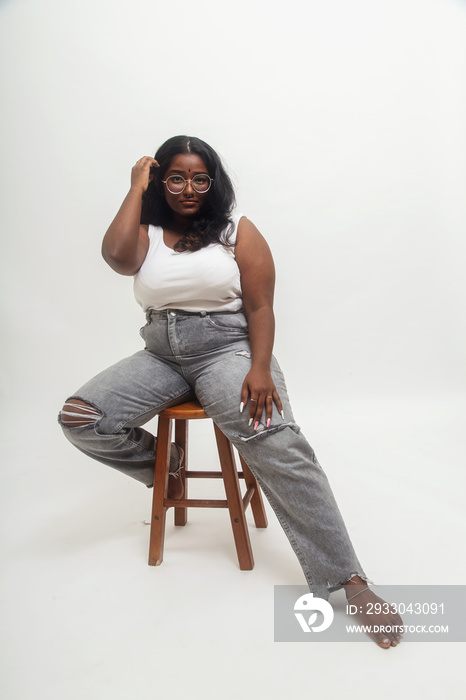 South Asian female solo lifestyle studio portrait shot