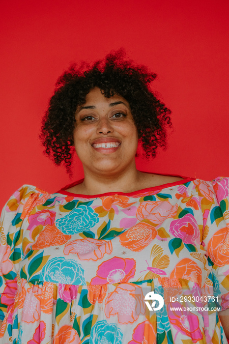 portrait of a plus size black person smiling