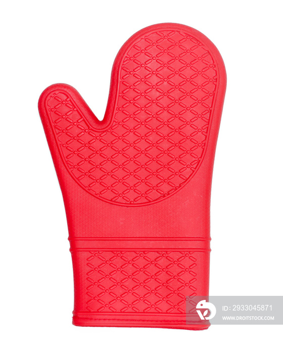 Red oven mitt isolated on white