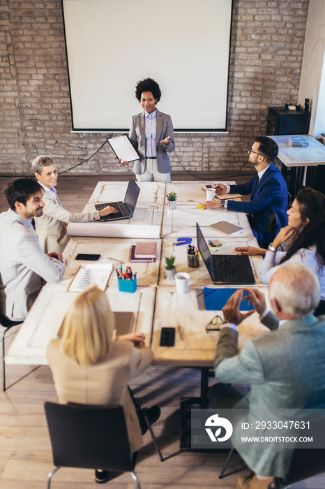 Corporate business team and manager in a meeting