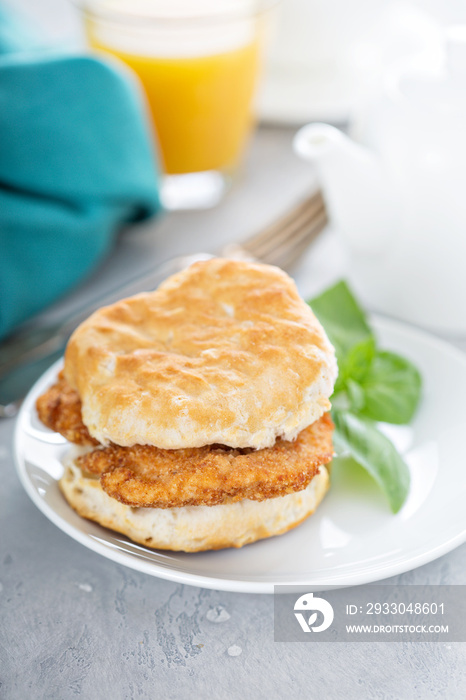 Breakfast biscuit with chicken