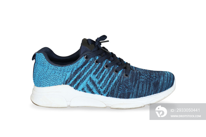 Sport shoes Blue Sneakers isolated on isolated white background with clipping path.