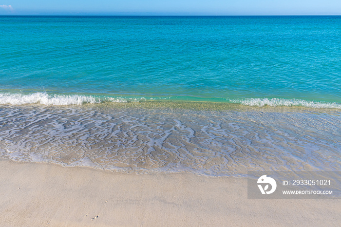 Waves Washing Over The White Sand of Coquina Beach, Bradenton, Florida, USA