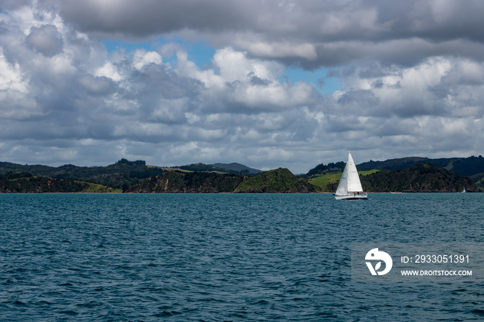 Small Sail Boat In New Zealand Bay Of Islands