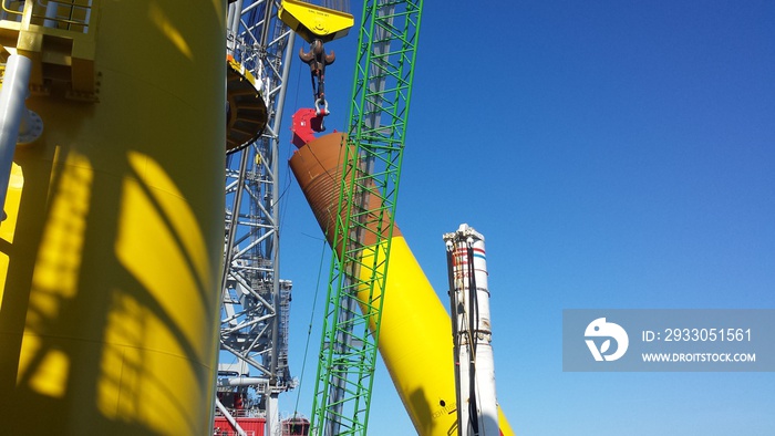 mono-pile ready for  installation at the wind farm