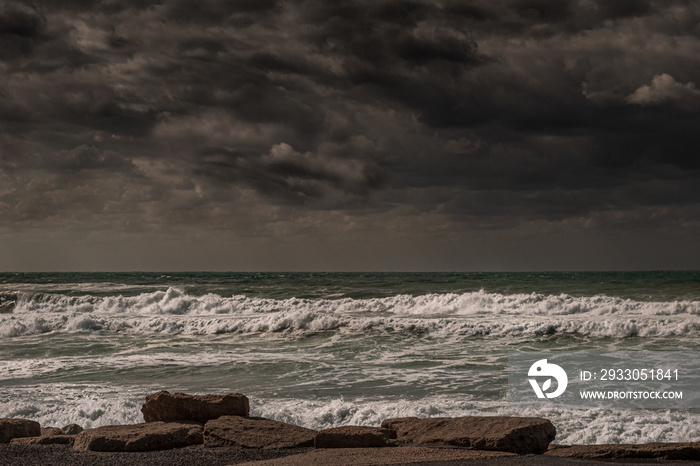 atmospheric landscape looming storm at sea