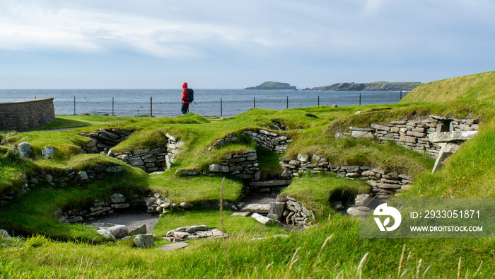 Jarlshof Prehistoric and Norse Settlement, Sumburgh, Mainland, Shetland, Scotland, UK